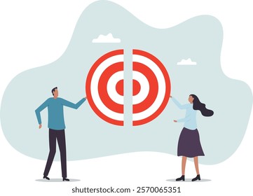 company target, teamwork develop objective together or ambition.business concept.flat character.