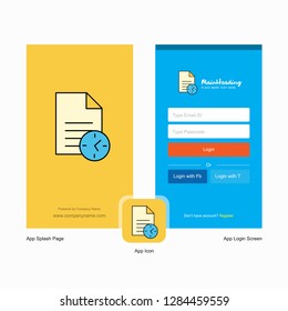 Company Task on time  Splash Screen and Login Page design with Logo template. Mobile Online Business Template