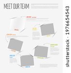 Company team light presentation template with team profile photos placeholders and some sample text about each team member - retro photo team members placeholders with description