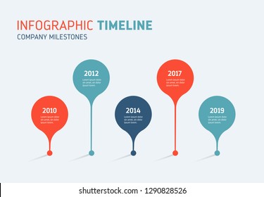 Company timeline - annual diagram. Can be used to show process, progress, history, growth... Vector image.