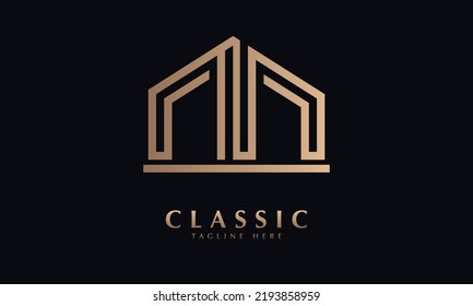 company or tower vector logo monogram template
