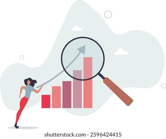 Company transparency, business analysis or report, information or statistic, search for market growth, economic or improvement concept,flat character life .