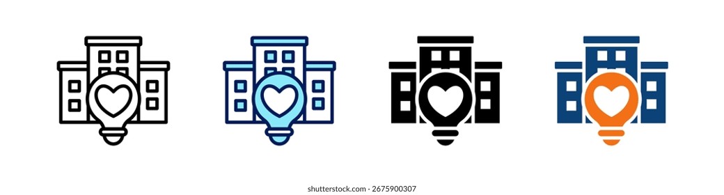 Unternehmenswerte alles in einem Symbol Multi Styles Vektorsatz