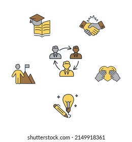 company values icons set color  . company values pack symbol vector elements for infographic web