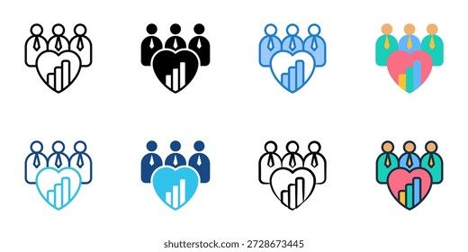 Los íconos de valores de empresa establecen una colección de estilos múltiples. Trazo editable 
