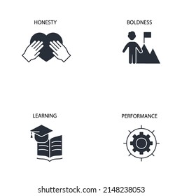 company values  icons set  . company values  pack symbol vector elements for infographic web