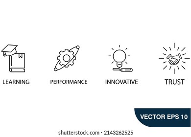 Company values icons  symbol vector elements for infographic web