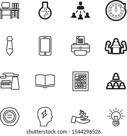 company vector icon set such as: necktie, factory, ink, approve, information, conference, social, comfortable, innovation, herb, oil, library, elegance, chemistry, fresh, hour, mathematics, printer
