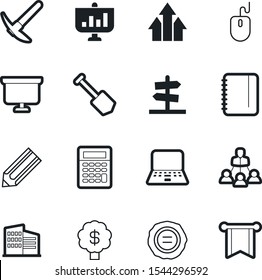 company vector icon set such as: garden, leadership, click, mining, stamp, chalk, travel, banner, signpost, scroll, card, direction, touch, website, certificate, heavy, cutting, keyboard, street