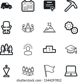company vector icon set such as: wheel, mechanism, degree, map, gears, red, location, button, pick, creativity, automobile, certificate, leader, page, training, cogwheel, color, clock, gold