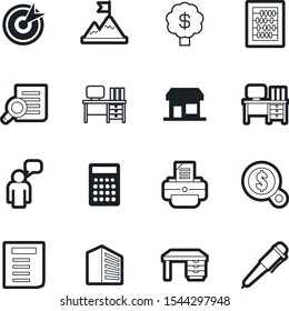 company vector icon set such as: dart, financial, display, boutique, speech, abstract, writing, efficiency, template, icons, commercial, calculator, opportunity, chatting, focus, subtraction