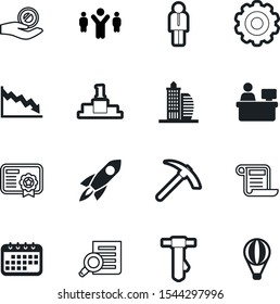 company vector icon set such as: architecture, suit, machine, balloon, director, prize, necktie, gear, contract, house, together, leisure, help, palm, silhouette, place, personal, payment, signature