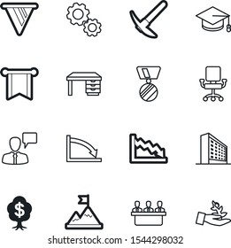 company vector icon set such as: cogwheel, hat, back, pickax, talk, architecture, sport, medal, planning, speak, heavy, rocks, cutting, hand, mechanism, winner, interview, chat, diploma, academy