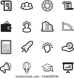 company vector icon set such as: save, work, card, electronic, bullhorn, balloon, result, presentation, transportation, wallet, structure, thin, fun, shape, data, educator, inflate, announcement