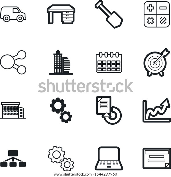 company vector icon set such as: car, tree, market,\
display, challenge, interior, social, people, monitor, schedule,\
comfortable, progress, target, job, environment, keyboard,\
notebook, blank