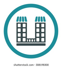 Company vector icon. This flat rounded symbol uses soft blue colors and isolated on a white background.