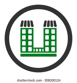 Company vector icon. This flat rounded symbol uses green and gray colors and isolated on a white background.