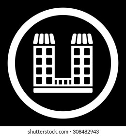 Company vector icon. This flat rounded symbol uses white color and isolated on a black background.