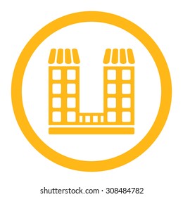 Company vector icon. This flat rounded symbol uses yellow color and isolated on a white background.