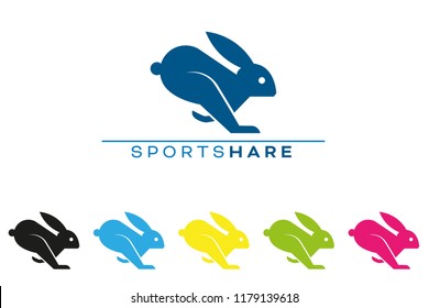 Company vector logo template with running rabbit or hare. 