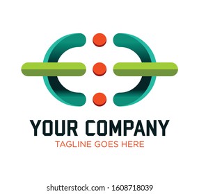 company vector logo with three orange dots in the middle