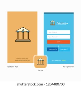 Company Villa Splash Screen and Login Page design with Logo template. Mobile Online Business Template