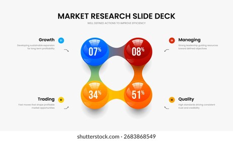Company Visualization Four Step Infographic Slideshow Layout. Marketing Analysis Presentation Design Vector Illustration. Educational Planning 4 Element Diagram Frame Template.