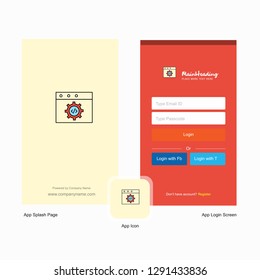 Company Website programming Splash Screen and Login Page design with Logo template. Mobile Online Business Template