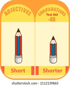 Comparative adjectives for word short illustration