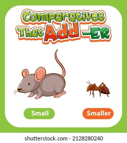 Comparative adjectives for word small illustration