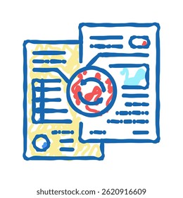 Vergleichende Analyse doodle Symbol Skizze Vektor. Vergleichsanalysezeichen. einzelne Symbolgrafik