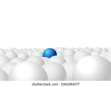 comparative with disadvantage and advantageous illustration,business competition concept and successful,circle big and small with copy space on white background,blue ball difference of shape
