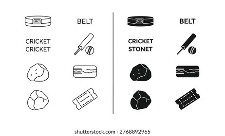 Comparative illustration of cricket and stonet game equipment variations