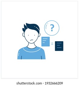 Comparative research method flat icon.Lack of method for comparing information.Compare new information with other sources. Information overload concept. Vector illustration