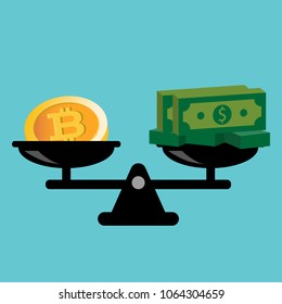 comparative scale of value  of investment in crytocurrency. vector