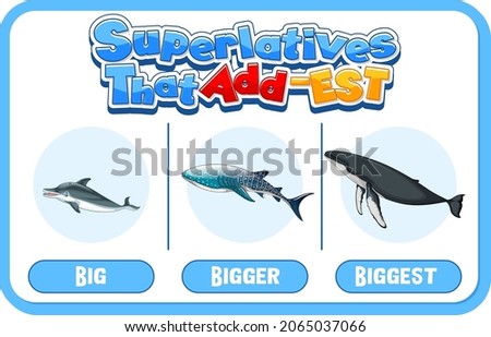 Comparative and Superlative Adjectives for word big illustration