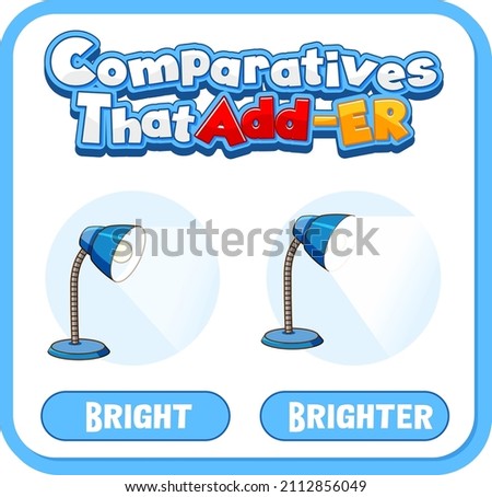 Comparative and Superlative Adjectives for word bright illustration