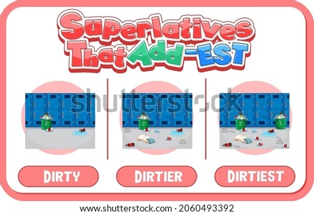 Comparative and Superlative Adjectives for word dirty illustration