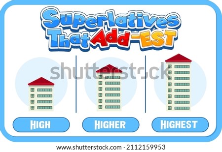 Comparative and Superlative Adjectives for word high illustration