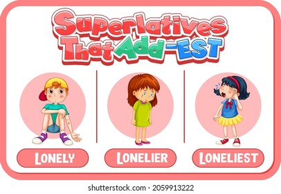 Comparative Superlative Adjectives Word Lonely Illustration Stock ...