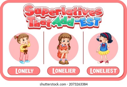 Adjetivos comparativos y superlativos para ilustración de palabra solitaria
