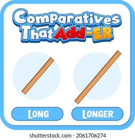 Comparative and Superlative Adjectives for word long illustration