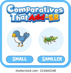 Comparative and Superlative Adjectives for word small illustration