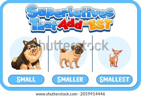 Comparative and Superlative Adjectives for word small illustration