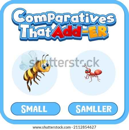 Comparative and Superlative Adjectives for word small illustration