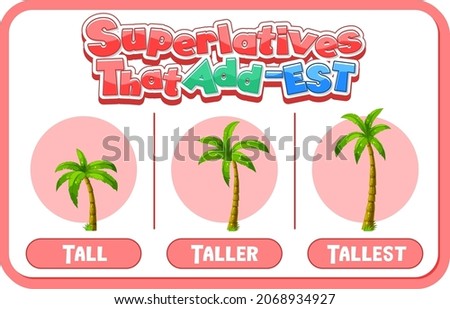 Comparative and Superlative Adjectives for word tall illustration