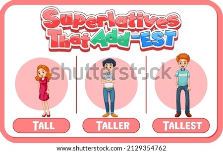 Comparative and Superlative Adjectives for word tall illustration