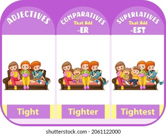 Comparative and Superlative Adjectives for word tight illustration