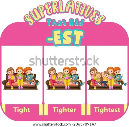 Comparative and Superlative Adjectives for word tight illustration