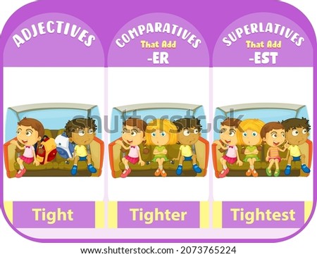 Comparative and Superlative Adjectives for word tight illustration